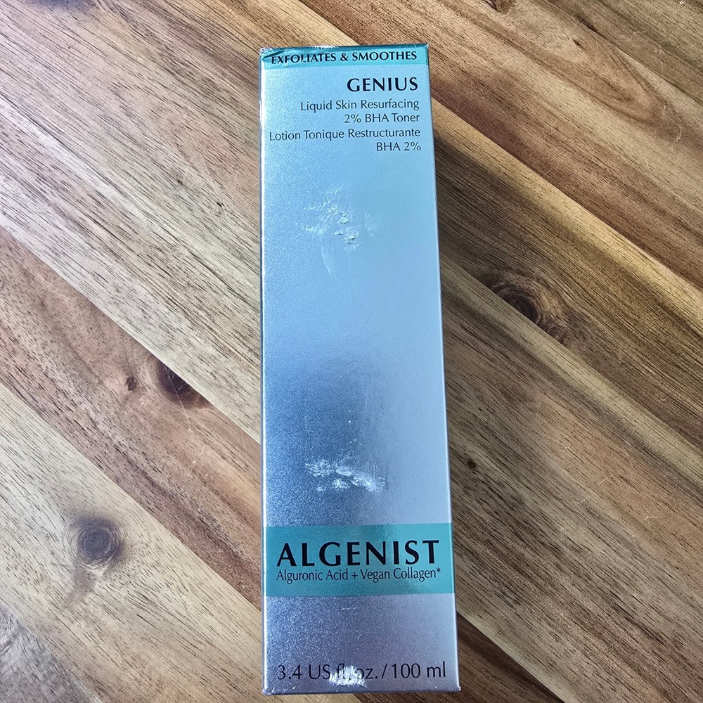 Algenist Genius Liquid Skin Resurfacing 2% BHA Toner 3.4oz New Exfoliating Vegan